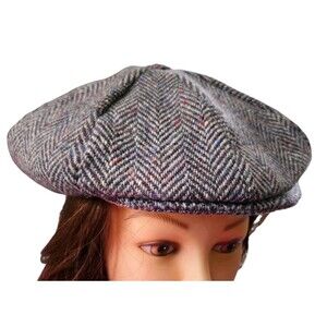 L L Bean Hanna Hats Donegal Tweed Pure New Wool Herringbone Newsboy Cap Ireland